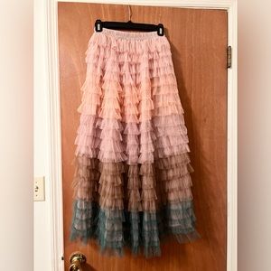 *SOLD* NWOT Multicolored Tulle Tiered Ruffle Skirt with Elastic Waist